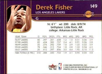 2001-02 Fleer Maximum #149 Derek Fisher Back