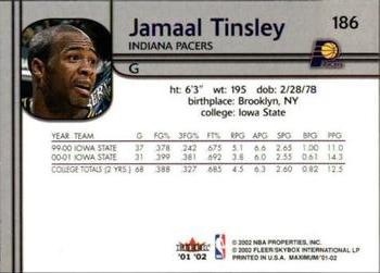 2001-02 Fleer Maximum #186 Jamaal Tinsley Back