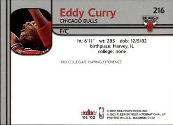 2001-02 Fleer Maximum #216 Eddy Curry Back