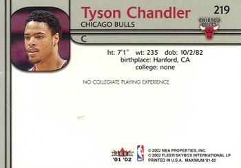 2001-02 Fleer Maximum #219 Tyson Chandler Back