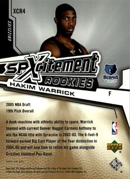 2005-06 SPx - SPxcitement Rookies #XCR4 Hakim Warrick Back