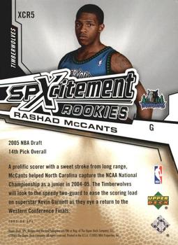 2005-06 SPx - SPxcitement Rookies #XCR5 Rashad McCants Back