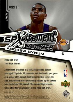 2005-06 SPx - SPxcitement Rookies #XCR13 Andrew Bynum Back