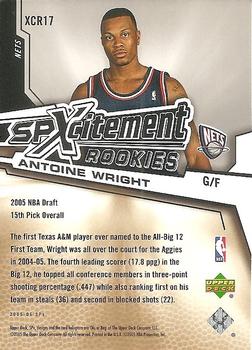 2005-06 SPx - SPxcitement Rookies #XCR17 Antoine Wright Back