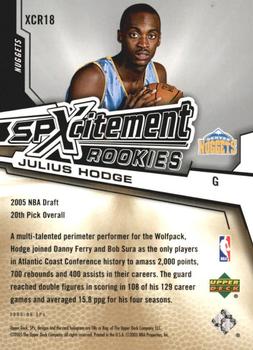 2005-06 SPx - SPxcitement Rookies #XCR18 Julius Hodge Back