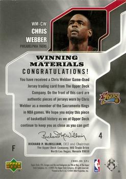 2005-06 SPx - Winning Materials #WM-CW Chris Webber Back