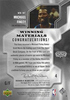 2005-06 SPx - Winning Materials #WM-MF Michael Finley Back
