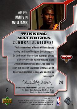2005-06 SPx - Winning Materials #WM-MW Marvin Williams Back
