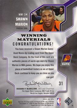 2005-06 SPx - Winning Materials #WM-SM Shawn Marion Back