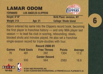 2001-02 Fleer Platinum #6 Lamar Odom Back