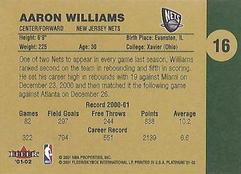 2001-02 Fleer Platinum #16 Aaron Williams Back