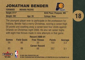 2001-02 Fleer Platinum #18 Jonathan Bender Back