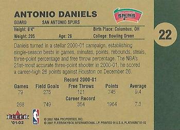 2001-02 Fleer Platinum #22 Antonio Daniels Back