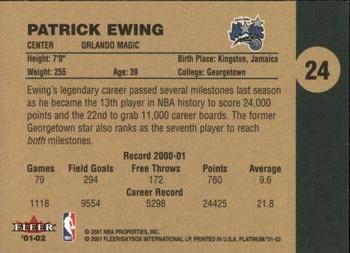 2001-02 Fleer Platinum #24 Patrick Ewing Back