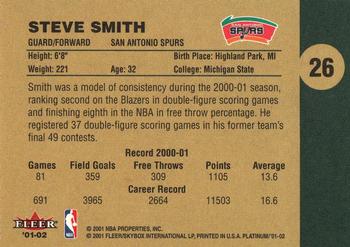 2001-02 Fleer Platinum #26 Steve Smith Back