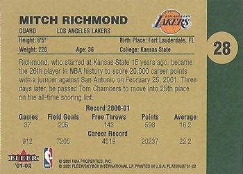 2001-02 Fleer Platinum #28 Mitch Richmond Back