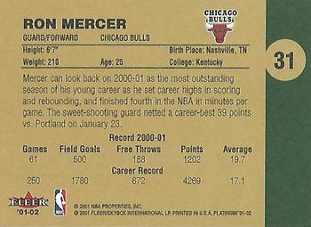 2001-02 Fleer Platinum #31 Ron Mercer Back