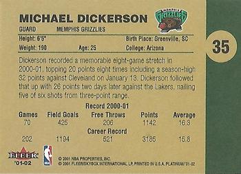2001-02 Fleer Platinum #35 Michael Dickerson Back
