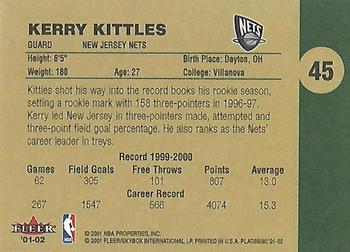 2001-02 Fleer Platinum #45 Kerry Kittles Back