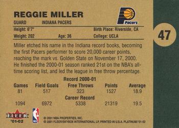 2001-02 Fleer Platinum #47 Reggie Miller Back
