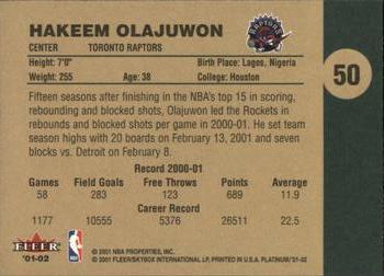 2001-02 Fleer Platinum #50 Hakeem Olajuwon Back