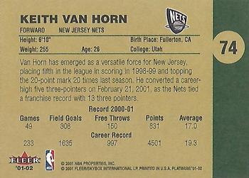 2001-02 Fleer Platinum #74 Keith Van Horn Back
