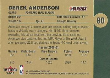 2001-02 Fleer Platinum #80 Derek Anderson Back