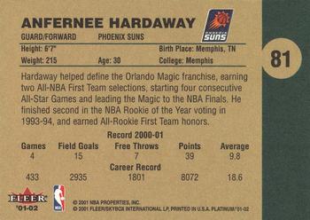 2001-02 Fleer Platinum #81 Anfernee Hardaway Back