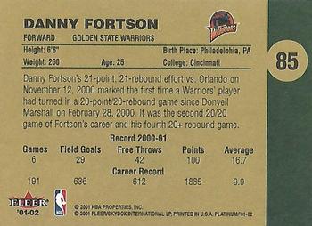 2001-02 Fleer Platinum #85 Danny Fortson Back