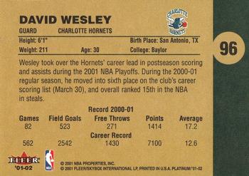 2001-02 Fleer Platinum #96 David Wesley Back