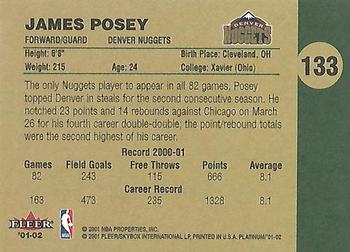 2001-02 Fleer Platinum #133 James Posey Back