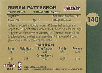 2001-02 Fleer Platinum #140 Ruben Patterson Back