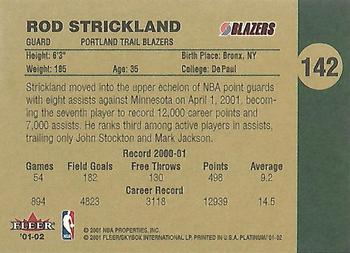 2001-02 Fleer Platinum #142 Rod Strickland Back