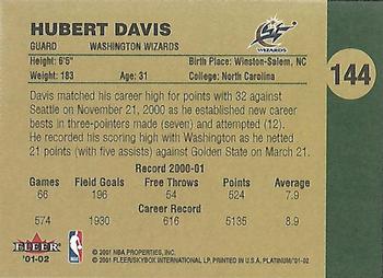 2001-02 Fleer Platinum #144 Hubert Davis Back