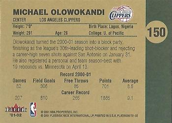 2001-02 Fleer Platinum #150 Michael Olowokandi Back