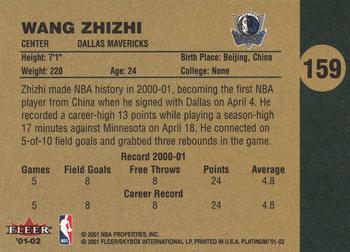 2001-02 Fleer Platinum #159 Wang Zhizhi Back