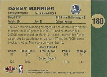 2001-02 Fleer Platinum #180 Danny Manning Back