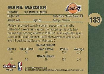 2001-02 Fleer Platinum #183 Mark Madsen Back
