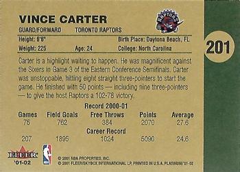 2001-02 Fleer Platinum #201 Vince Carter Back