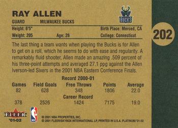 2001-02 Fleer Platinum #202 Ray Allen Back