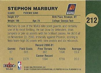2001-02 Fleer Platinum #212 Stephon Marbury Back