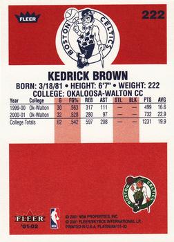 2001-02 Fleer Platinum #222 Kedrick Brown Back