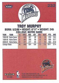 2001-02 Fleer Platinum #232 Troy Murphy Back