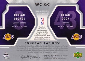 2005-06 SPx - Winning Materials Combos #WC-GC Devean George / Brian Cook Back