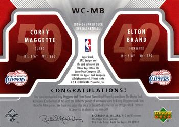 2005-06 SPx - Winning Materials Combos #WC-MB Corey Maggette / Elton Brand Back