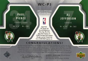 2005-06 SPx - Winning Materials Combos #WC-PJ Paul Pierce / Al Jefferson Back