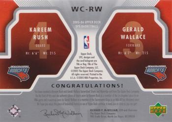 2005-06 SPx - Winning Materials Combos #WC-RW Kareem Rush / Gerald Wallace Back