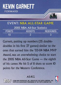 2005-06 Topps - All-Star Altitude #AS-KG Kevin Garnett Back