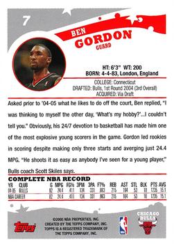 2005-06 Topps 1st Edition #7 Ben Gordon Back