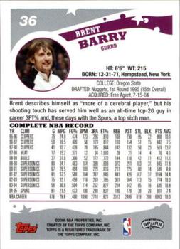 2005-06 Topps 1st Edition #36 Brent Barry Back